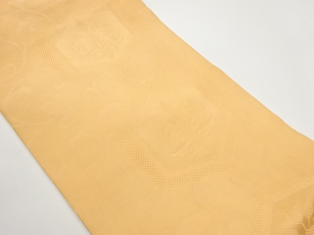 亀甲に抽象花葉模様織出し名古屋帯